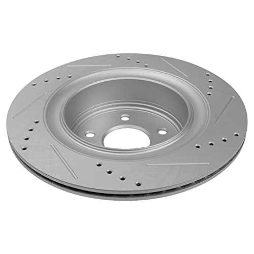 Image of TRQ Performance Rear Brake Pad and Rotor Set Ceramic Vented Coated Rotors