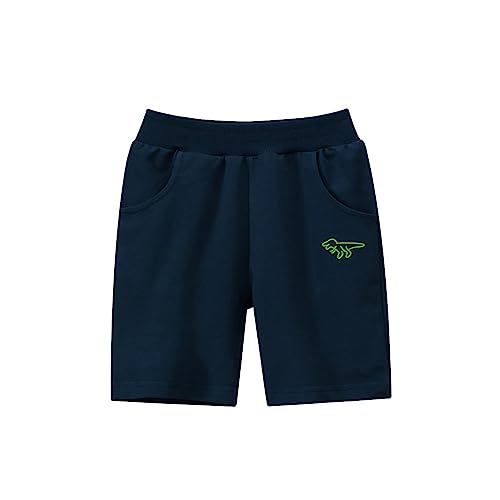 Moonker Toddler Boys Summer Baggy Shorts Elastic Waist Dinosaur Embroidery Daily Soft Casual Shorts Cotton