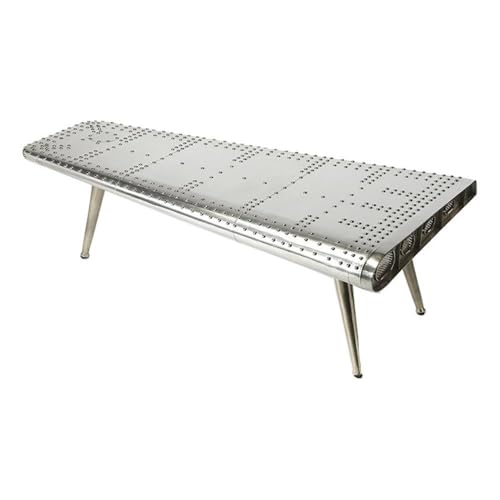 Beaumont Lane Industrial Iron Metal Coffee Table, 59.5" W x 32" D x 19" H, Distressed Silver Finish, Triangular Top with 3 Tapered Legs, Modern Style Engineered Wood Living Room Table