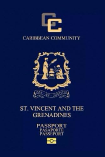St. Vincent and the Grenadines Passport Replica Lined Softcover 6'' x 9'' Notebook / Journal 120 pages