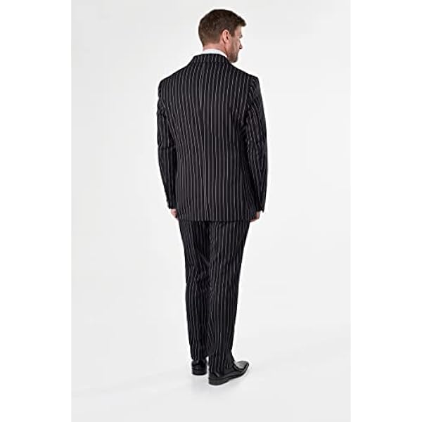 Mens 3 Piece Black Pinstripe Suit Double Breasted 1920s Blinders Peak Lapel