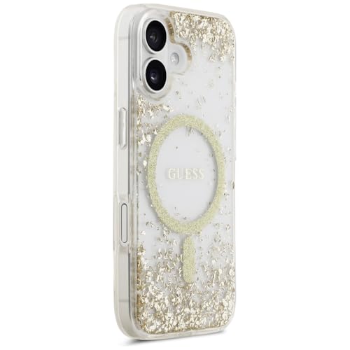 Coque Guess pailletée compatible MagSafe iPhone 17 dorée en résine - 4