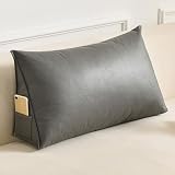 Cojines Para El Respaldo Del Sofá, Almohadas De Lectura Cuña, Cojines Lumbares, Almohadas Triangulares De Apoyo, Cojín Para La Cintura Ideal Para Lectura, Jugar O Mirar Televisión(70x35x20cm,Gray)