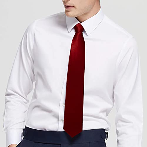 Image of Luckyvestir Mens Tie Solid Satin Neck Ties 3.15'' Formal Necktie for Wedding Business Christmas Father's Valentine's Day Gift