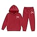 2Pcs Youth Sweatsuit Hooded Pullover Track Suit Kids Cute Bow Print Sweatshirt Pant Outfits Fashion (Coffee, 7-8 Years)