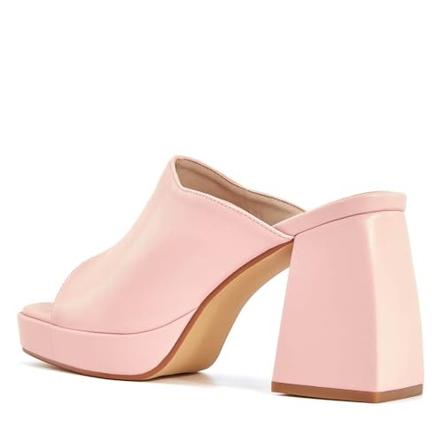 Image of Coutgo Womens Chunky Platform Sandals Slip On Square Toe High Heel Sexy Mules