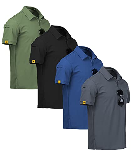ZITY 4 Pack Mens Polo Shirt Short Sleeve Sports Golf Tennis T-Shirt Athletic Collared Tactical Shirts