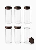 Sixhaven Wide Mouth Glass Storage Jars With 3' Acacia Wood Lids - 6 Pack of 25.3 Oz Airtight Food Storage Containers - Borosilicate Glass Canisters for Kitchen - Pantry Organizers Storage for Coffee