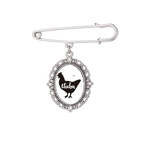 Broche poulet noir et blanc accessoire vêtement chemise robe châle
