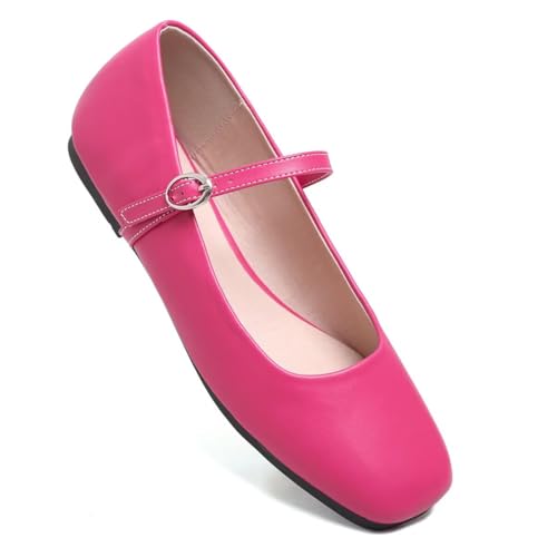 Image of LUXINYU Women's Slip on Flats,Classy Round Toe Solid Classic Mary Jane Ballet Dance Shoes Soft Comfortable PU Flat Shoes