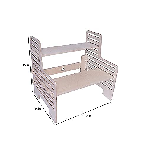 La Medicals Wooden Standing Desk Riser - 100% Natural Baltic Birch 29 Inches Stand Up Desk Converter- 2 Tier Usa Made Adjustable Computer Standing Desk For Home Office #TOP2