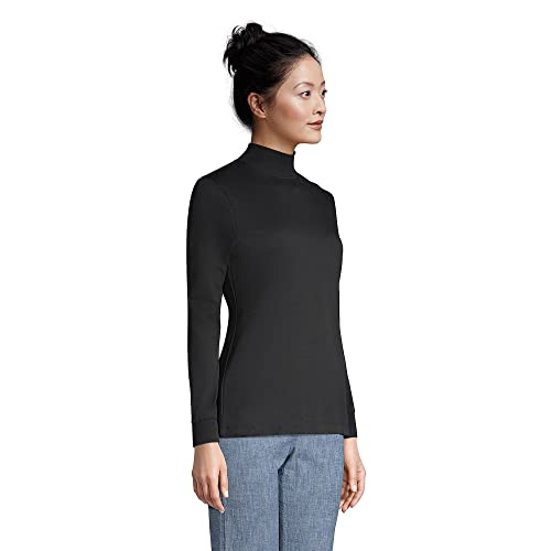 Image of Lands' End Women's Relaxed Cotton Long Sleeve Mock Turtleneck Shirt