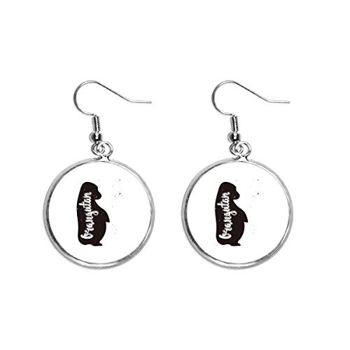 Pendiente de plata de animal orangután blanco y negro con cerámica