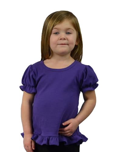Image of Monag Kids Toddler Girls Short Sleeve Ruffle Tshirt, Blank Girls Ruffle Top, Solid Ruffle Shirts