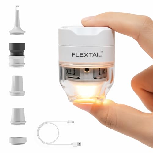 FLEXTAILGEAR Mini Pompe à Air Électrique Portable 3-en-1 : Gonfleur sans Fil avec Lanterne LED 5 Modes, Pompe à Vide pour Sac de Rangement, Matelas de Camping et Bouée - Légère et Silencieuse