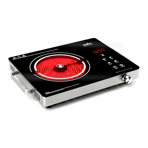 Image of Kenstar Infra LUMO NEO 2200W Infrared Stove with 22 Power Levels, 4 Preset Modes, Toughened Glass Top and Timer Function Silver Black