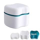 Denture Bath Case with Basket Denture Bath Cleaning Box Container Soaking Cup Cleaner Retainer Case