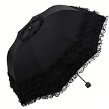 Honeystore Princess Lace Ultraviolet-Proof Folding Umbrella Anti-uv Dome Parasol Style1 Black