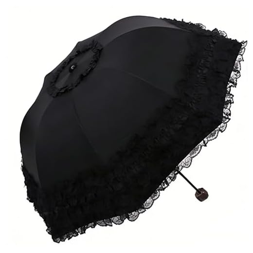 Honeystore Princess Lace Ultraviolet-Proof Folding Umbrella Anti-uv Dome Parasol Black