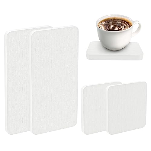 Foeacry Set of 4 Water Absorbent Diatomite Coasters, Diatomaceous Earth Bathroom Trays & Kitchen Soap Dish, Water Absorbing Stone Used for Hand Soaps & Cups & Plants（White）