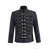 Men's Gothic Steampunk Military Jacket Double Breasted Blazer Jacket Vintage Coat Zip Up Outwear (Black, Medium)