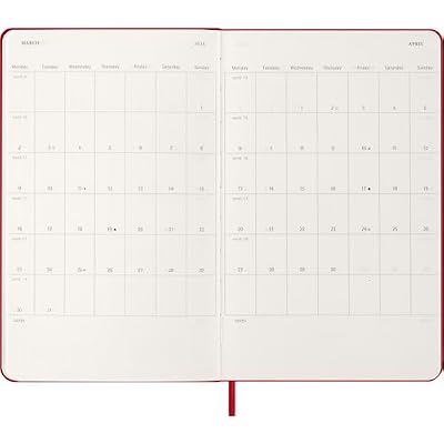 Moleskine Classic 12 Month 2026 Daily Planner, Hard Cover, Large (5 x 8.25), Scarlet Red, 400 pages