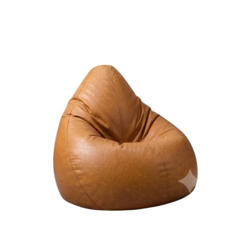 Bean Bag Chair Cover Only | Premium Leatherette Bean Bag Seat with Side Pocket | Double Stitched, Washable & Durable | Comfortable Gaming Chair for Living Room (Tan, XL)-picture-15