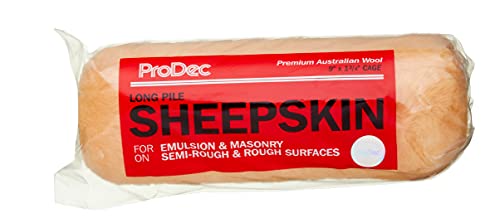 ProDec 225 mm x 44 mm professioneller langfloriger Schafsfell-Farbroller, Premiumqualität-Merinowolle für Antreicharbeiten mit Dispersions- und Mauerwerkfarben an Innen- und Außenwänden und Decken