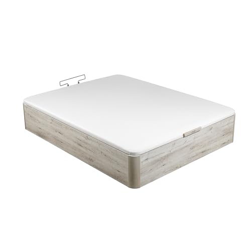 PIKOLIN Canapé Abatible Madera NATURBOX 2.0 | Entrega, Montaje y Retirada de Usado Incluida | 140x190 | Glaciar | Gran Capacidad de Almacenamiento | 36 cm Altura | 4 Esquinas Redondas