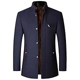 Men Wool Trench Coat Cashmere Blazers Jackets Stand-up Collar Business Casual Suits Male Winter Coats Blue S