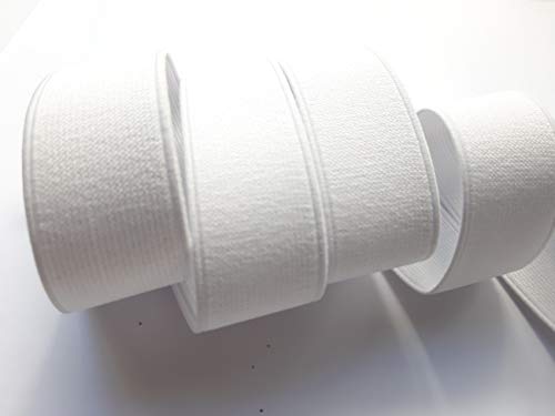 White 3 Yards Mix Size (2", 1-1/2", 1") Inch Knit Elastic Sewing Bands For Craft Fabric Cloth Webbing Garment Trousers Costumes Garment Waistband Pants Bags Diy Spool #TOP5
