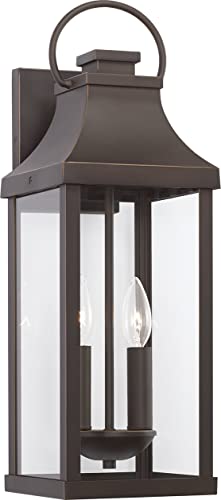 Capital Lighting 946421OZ Bradford Clear Glass Outdoor Wall Lantern, 2-Light