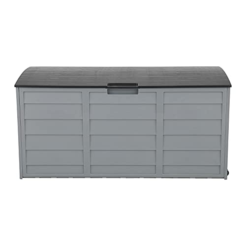 Westhl Resin Deck Box,75 Gallon 260L Outdoor Garden Plastic Storage Deck Box Chest Tools Cushions Toys Lockable Seat (Grey) #TOP25