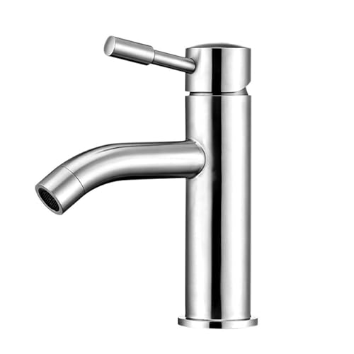 Galindo - Grifo Lavabo - Inox - Mod. 8665000 - Acero Inoxidable - Monomando para Instalación en Repisa - Caudal 11 l/min - Maneta Corta - Líneas Curvas