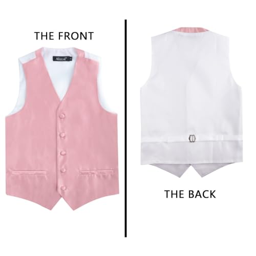 Alizeal Boys 3 Pcs Solid Vest Set with Bow Tie Necktie, Blush Pink-8 by Alizeal - Used condition - Image 2