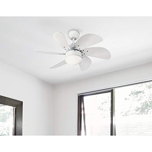 Westinghouse Lighting 7234400 Turbo Swirl 30 Inch White Indoor Ceiling Fan, Dimmable LED Light Fixture with Opal Frosted Glass thumbnail 3