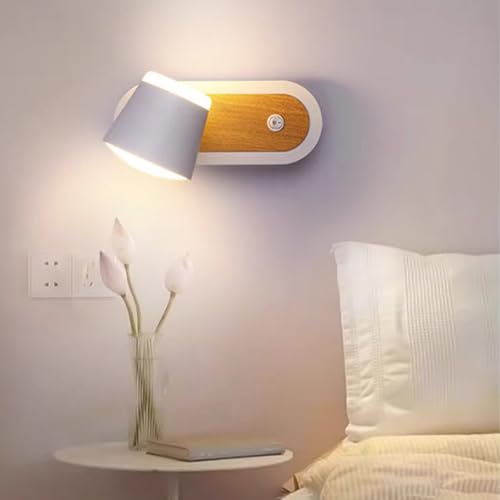 Apliques de pared modernos de aluminio y metal con foco orientable interior blanco
