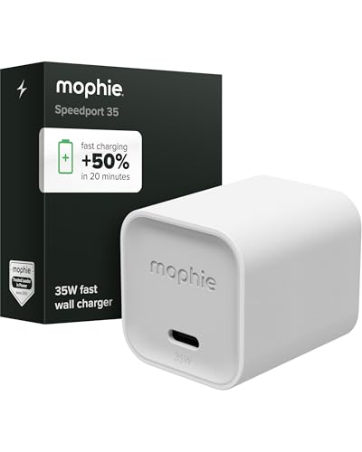 Mophie Speedport 35 GAN USB-C Charger Block - 35W Fast Wall Charger, 1× USB‑C PD Port, Compact Foldable Prongs, Made with Recycled Materials, for Smartphones, Tablets, Headphones