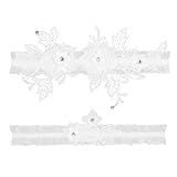 2Pcs Wedding Garter for Bride Lace Flower Garters White Lace Garter for Bride Bridesmaid (White)