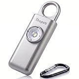 Der Original Persönlicher Alarm Für Frauen, Schlüsselanhänger Alarm mit Sirene für Selbstverteidigung und Sicherheit, Von der Polizei Empfohlen, 130 dB Sirene, LED-Stroboskoplicht (Metallisch Silber)