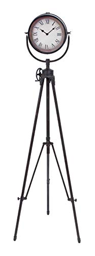 Deco 79 Metal Tall Tripod Clock, 17" X 17" X 57", Black #TOP1