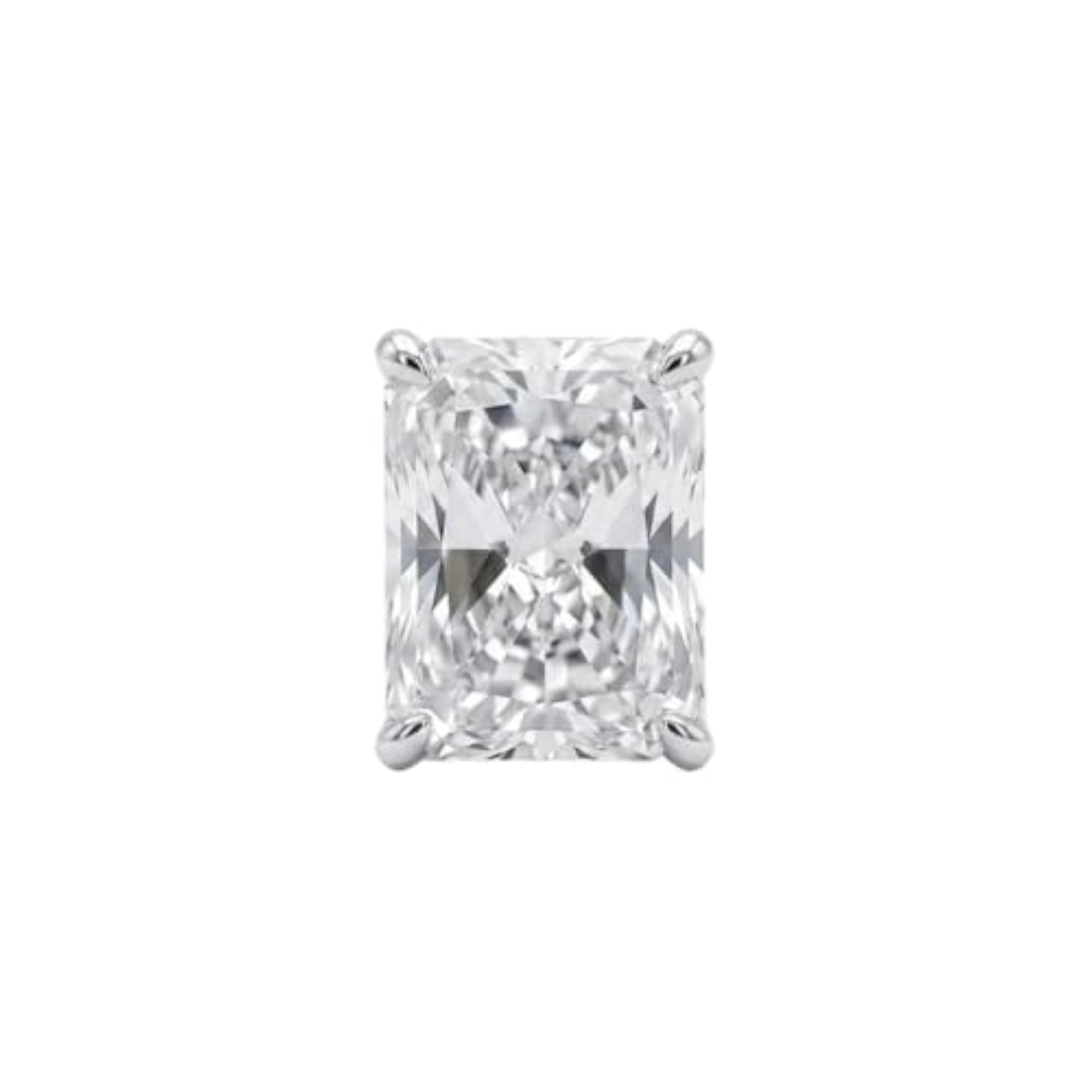 Sterling Silver Radiant Cut White Stone Stud Earring, Unisex