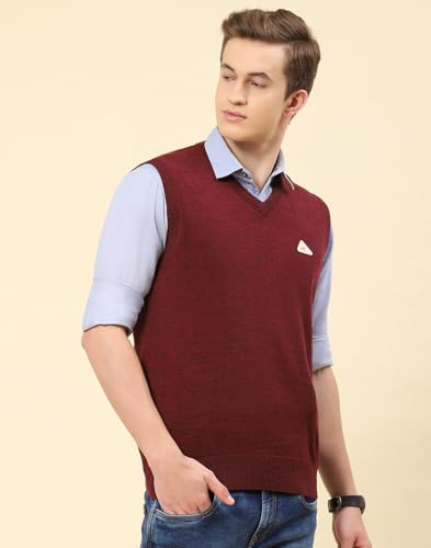 Image of Monte Carlo Men Regular Fit Sleeveless Solid V Neck Winter Sweater (Pack of 1)