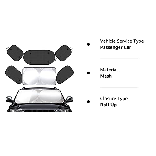 Tallew 6 Pieces Uv Protection Car Window Shades Set, Includes Sun Visor Windshield Shade, 4 Front Rear Side Auto Sunshade Cling Sunshade, With Suction Cups For Baby #TOP7
