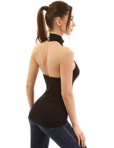 AmélieBoutik Women Halter Turtleneck Open Back Sleeveless Blouse Top2