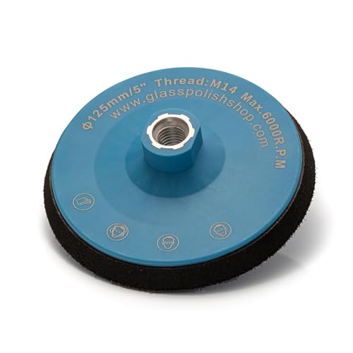 Glass Polish 5 inch (125mm) Professional Polishing and Sanding Backing Pad for Rotary Polisher with M14x2 Thread and Hook and Loop Fastener - GP12622
