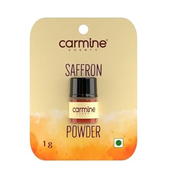 Carmine County Premium Saffron Powder 1g – 100% Pure & Natural | Sun-Dried Grade A Kesar | Chandan Tilak I Easy-to-Use Pack for Cooking, Baking, Milk & Desserts - image, photos