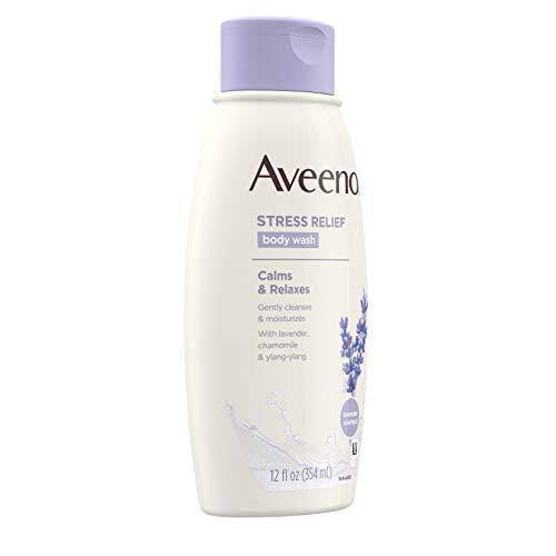 Aveeno Stress Relief Body Wash With Soothing Oat, Lavender, Chamomile & Ylang-Ylang Essential Oils, Dye- & Soap-Free Calming Body Wash For Shower Gentle On Sensitive Skin, 12 Fl. Oz #TOP3