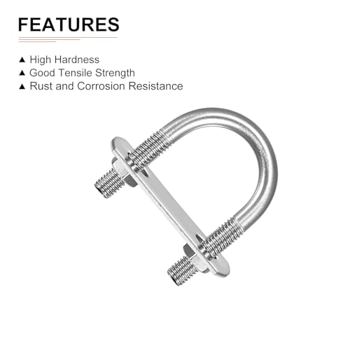 Image of DTGN M6x22x42mm(ThreadxWxL) Round U Bolt - 3Pack - Good for Trailer Pipe Replacement Parts - 304 Stainless Steel U Shape Bolts