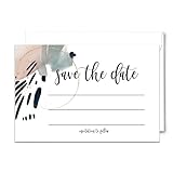 Paper Clever Party Navy Blue and Pink Save the Date Cards with Envelopes - 25 Pack - 3.5x5 Modern Abstract Design - All Occasion Cards for Weddings, Birthdays, Graduations